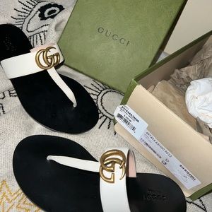Gucci Leather Thong Sandals - Still in box